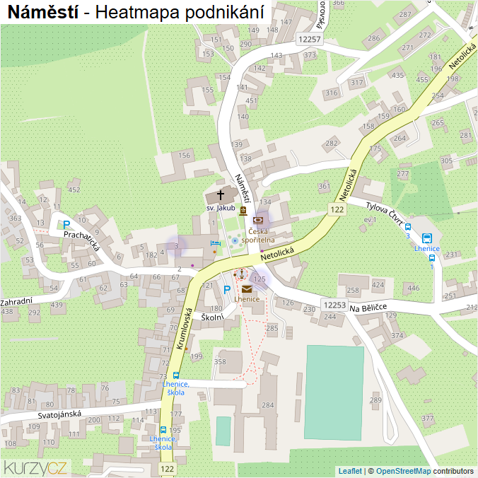 Mapa Náměstí - Firmy v ulici.