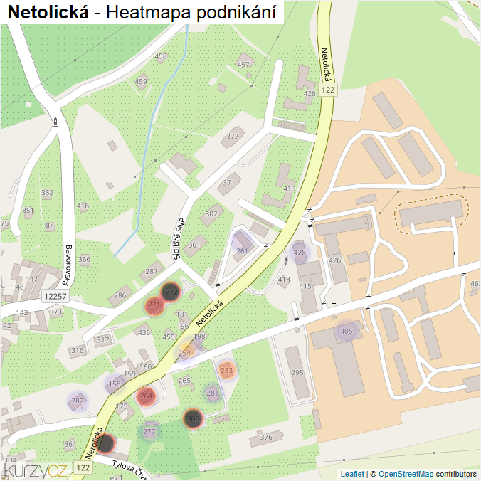 Mapa Netolická - Firmy v ulici.