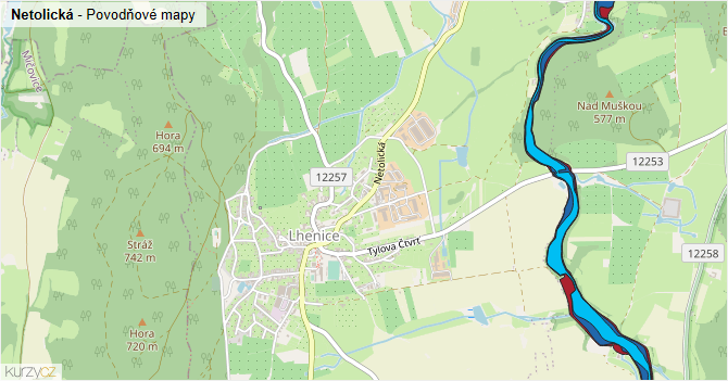 Netolická - záplavové mapy stoleté vody