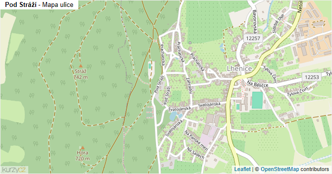 Pod Stráží - mapa ulice