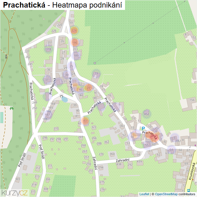 Mapa Prachatická - Firmy v ulici.