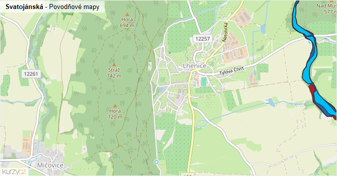 Svatojánská - záplavové mapy stoleté vody