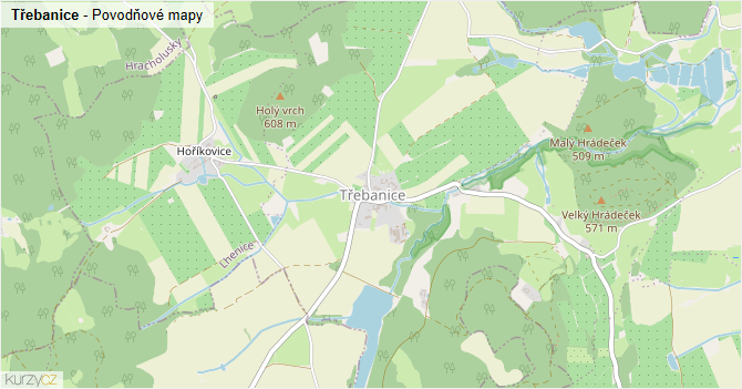 Třebanice - záplavové mapy stoleté vody