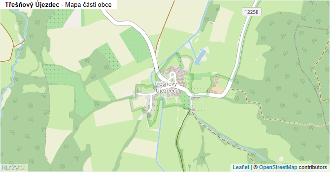 Třešňový Újezdec - mapa části obce