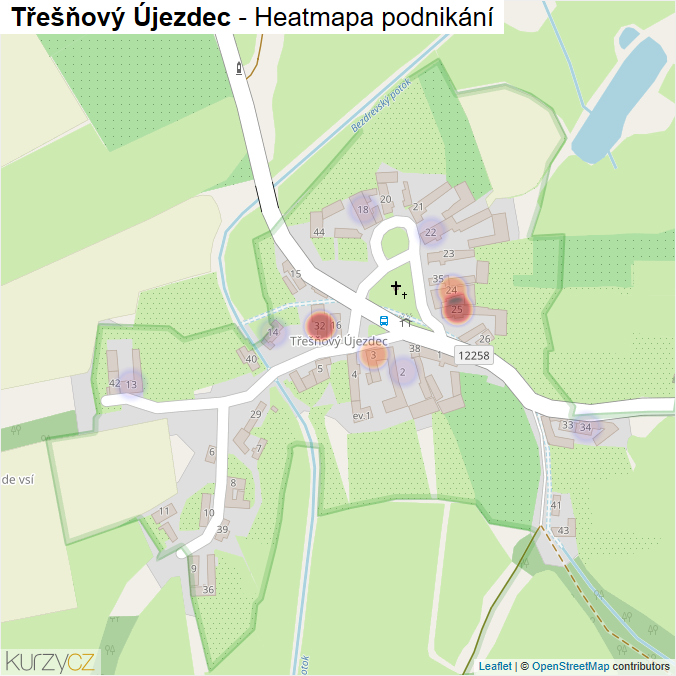 Mapa Třešňový Újezdec - Firmy v části obce.