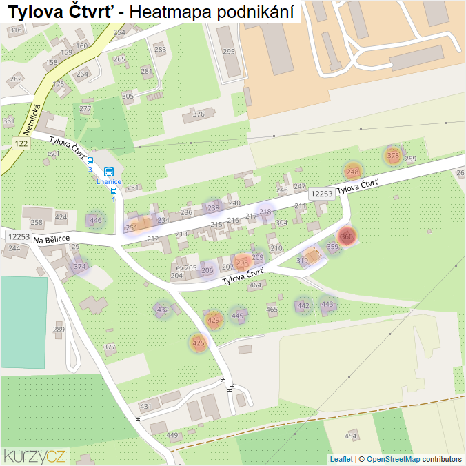 Mapa Tylova Čtvrť - Firmy v ulici.