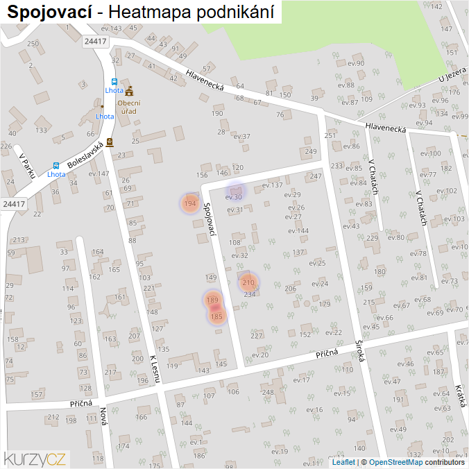 Mapa Spojovací - Firmy v ulici.
