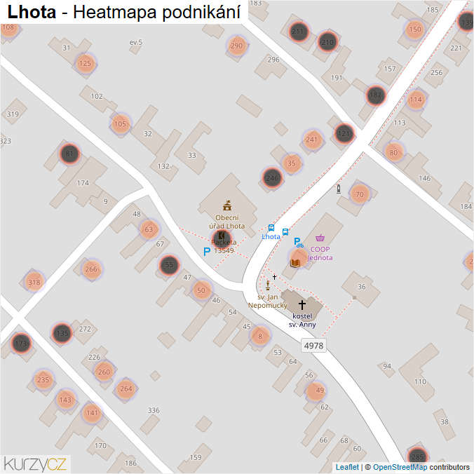 Mapa Lhota - Firmy v obci.