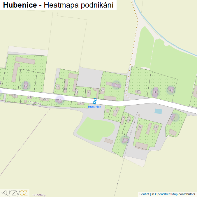 Mapa Hubenice - Firmy v části obce.