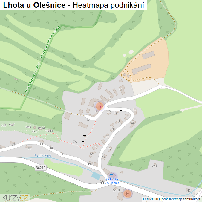 Mapa Lhota u Olešnice - Firmy v části obce.