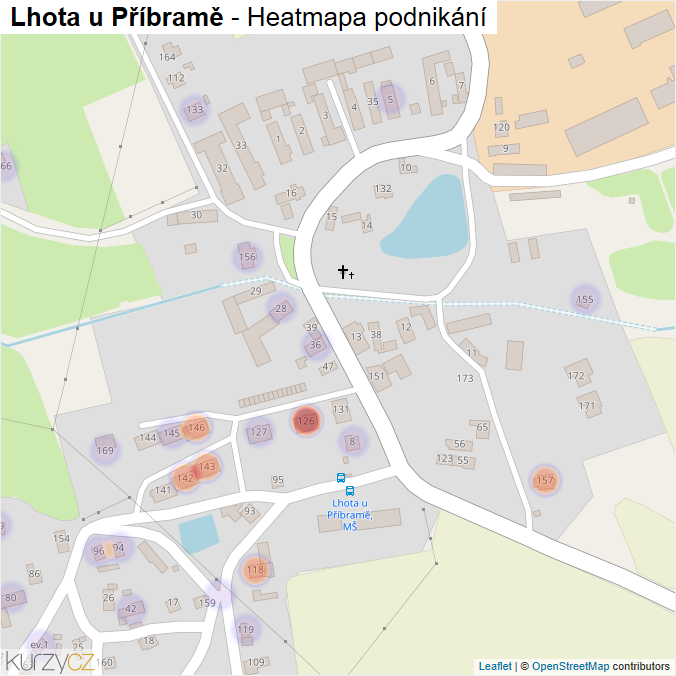 Mapa Lhota u Příbramě - Firmy v části obce.