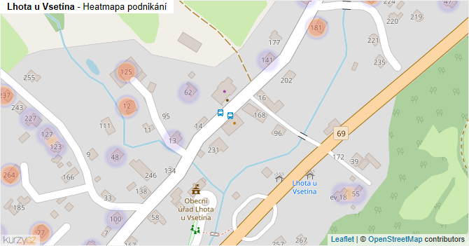 Lhota u Vsetína - mapa podnikání