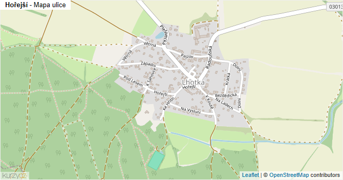 Hořejší - mapa ulice