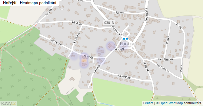 Hořejší - mapa podnikání