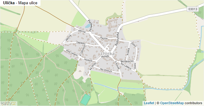 Ulička - mapa ulice
