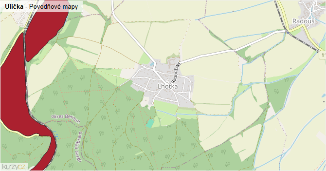 Ulička - záplavové mapy stoleté vody