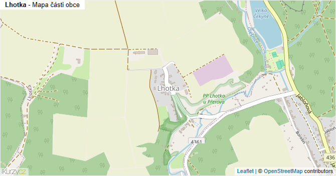 Lhotka - mapa části obce