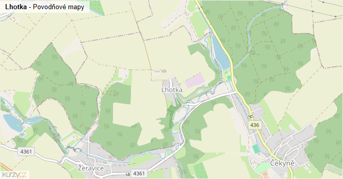 Lhotka - záplavové mapy stoleté vody