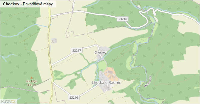 Chockov - záplavové mapy stoleté vody