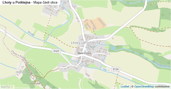 Lhoty u Potštejna - mapa části obce