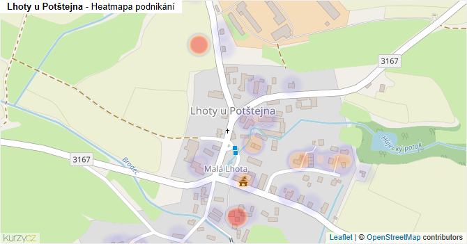 Lhoty u Potštejna - mapa podnikání