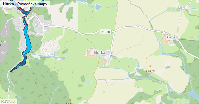 Hůrka - záplavové mapy stoleté vody
