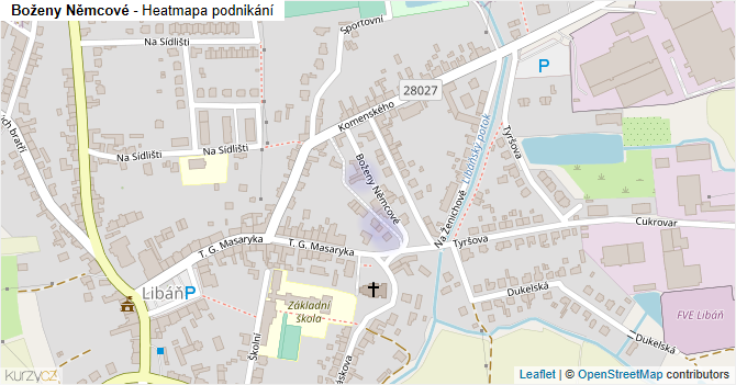 Boženy Němcové - mapa podnikání