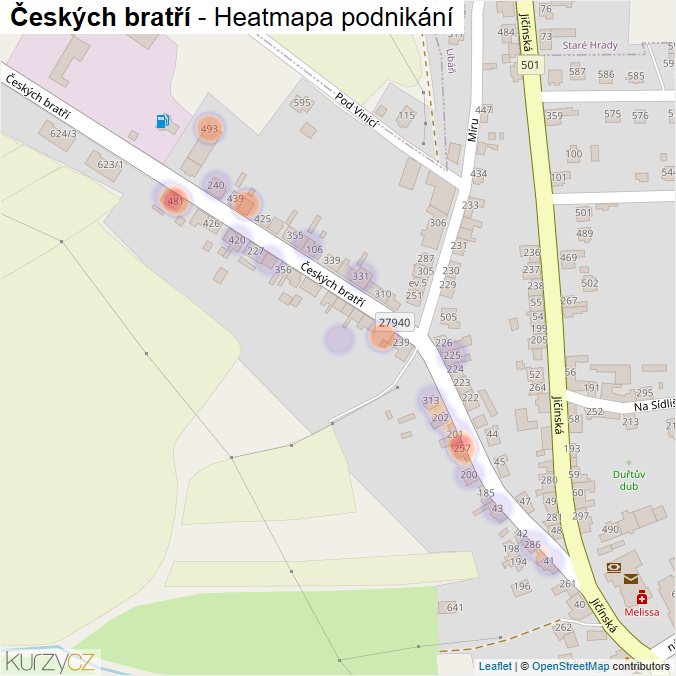 Mapa Českých bratří - Firmy v ulici.