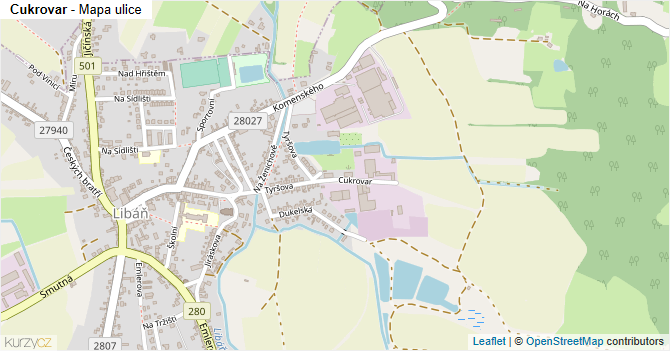 Cukrovar - mapa ulice