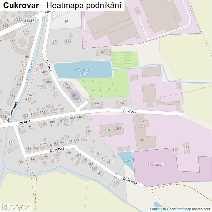 Mapa Cukrovar - Firmy v ulici.