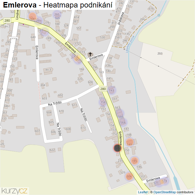 Mapa Emlerova - Firmy v ulici.
