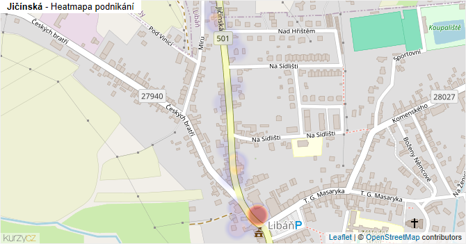 Jičínská - mapa podnikání
