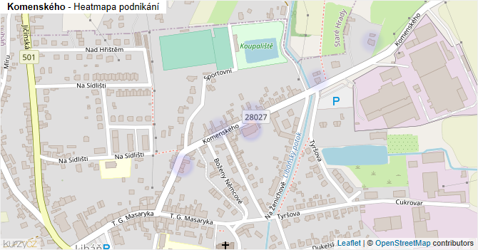 Komenského - mapa podnikání