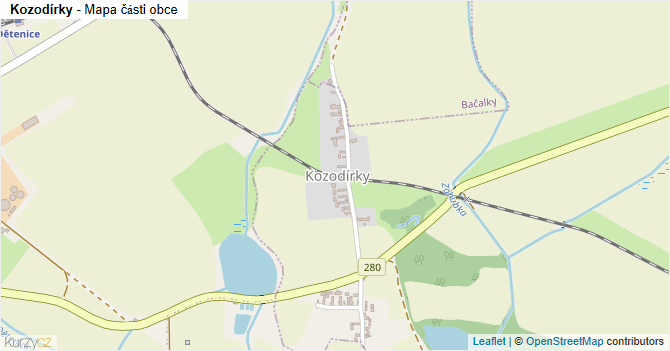 Kozodírky - mapa části obce