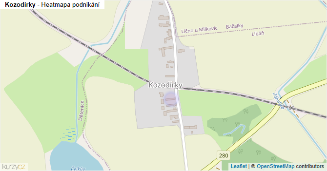 Kozodírky - mapa podnikání