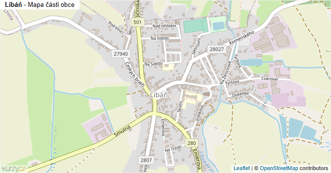 Libáň - mapa části obce