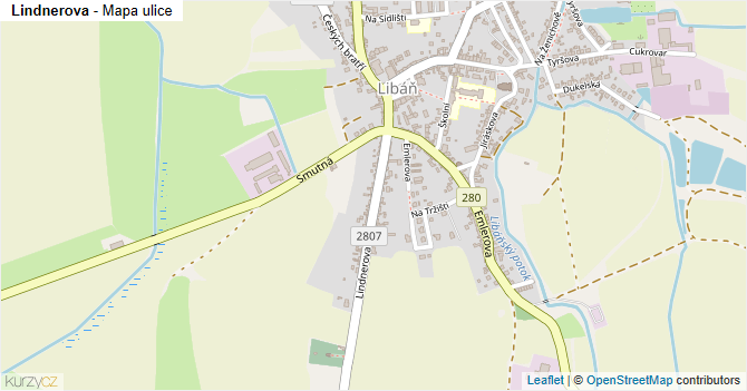 Lindnerova - mapa ulice