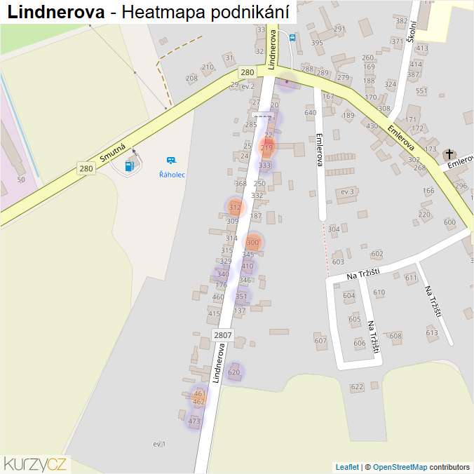 Mapa Lindnerova - Firmy v ulici.