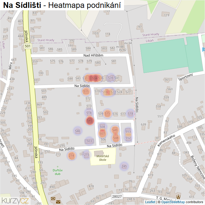 Mapa Na Sídlišti - Firmy v ulici.