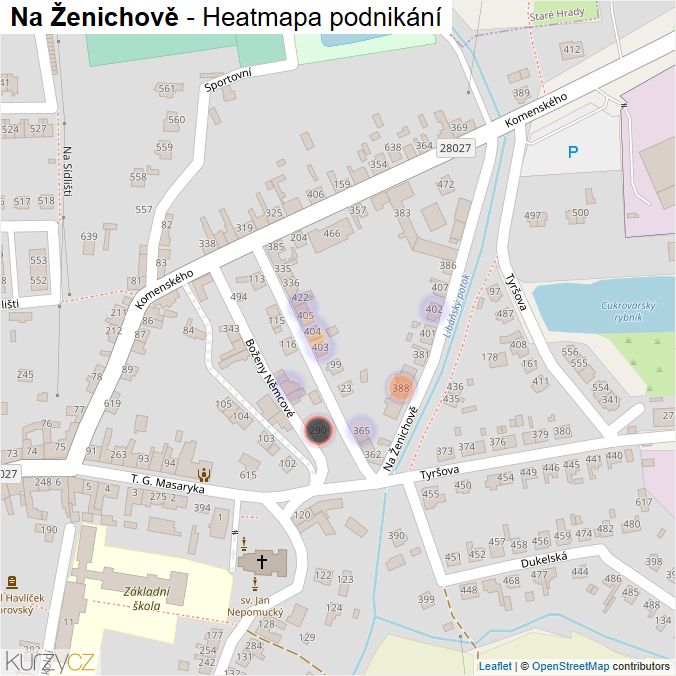 Mapa Na Ženichově - Firmy v ulici.