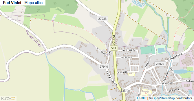 Pod Vinicí - mapa ulice