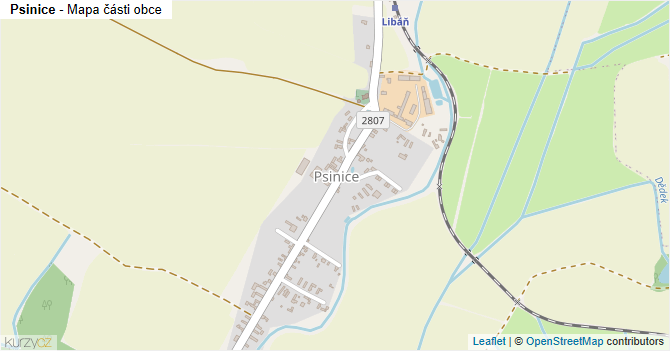Psinice - mapa části obce