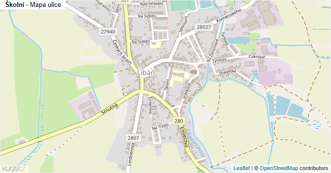 Školní - mapa ulice