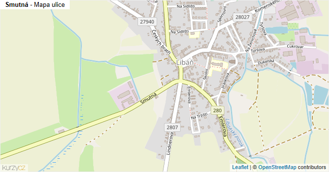 Smutná - mapa ulice