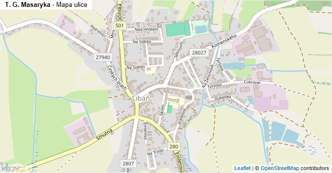T. G. Masaryka - mapa ulice