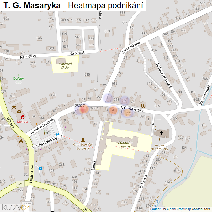 Mapa T. G. Masaryka - Firmy v ulici.