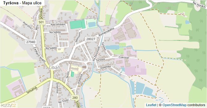 Tyršova - mapa ulice