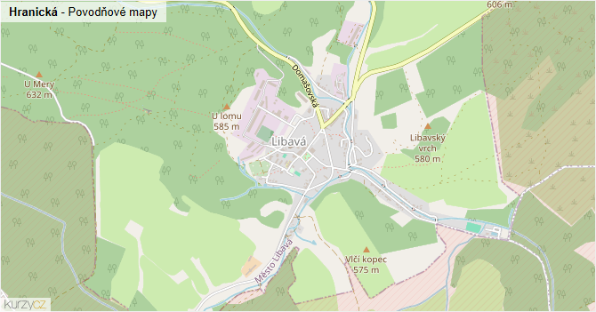 Hranická - záplavové mapy stoleté vody