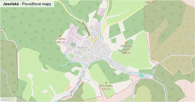 Jaselská - záplavové mapy stoleté vody