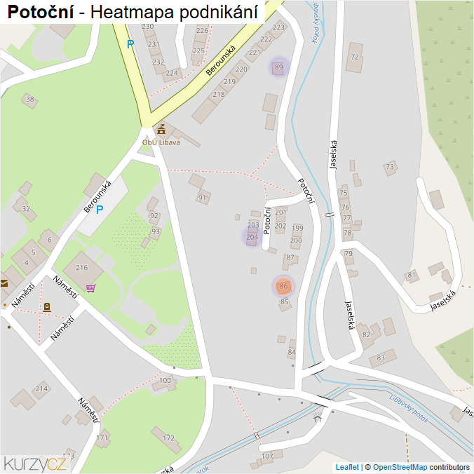 Mapa Potoční - Firmy v ulici.